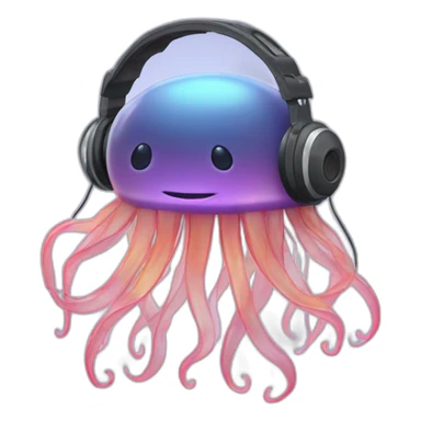 Moonlight jellyfish with headphones  sticker
