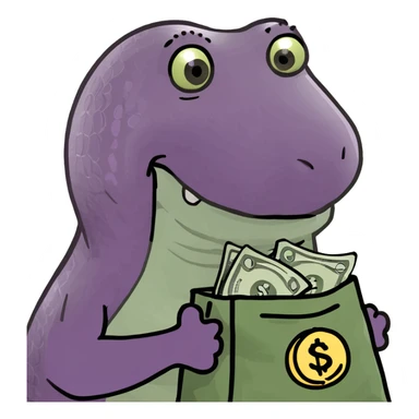 Purple alligator with money  sticker