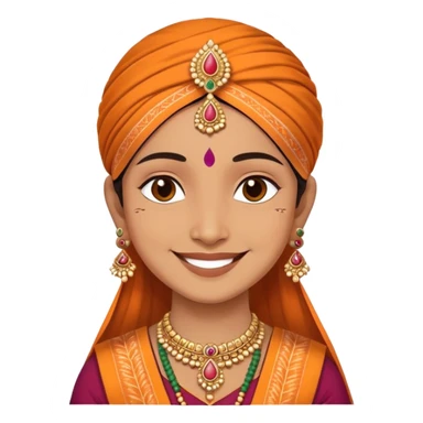 A smiling person wearing traditional Indian clothes and bindi sticker
