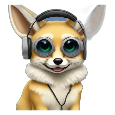 Fennec Fox as a DJ sticker
