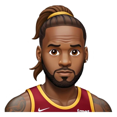 LeBron James with a pony tail sticker
