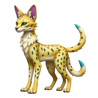 Epic Edgy Colorful ethereal eldritch Sergal-Serval-Vernid full body sticker