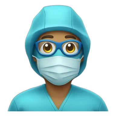 Scientist in blue hazmat sticker