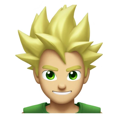 Super saiyan, blonde spikey hair, green eyes, exited, head only sticker