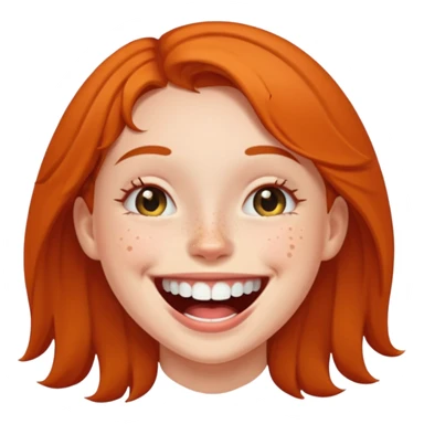 Laughing emoji of a girl and gap between the upper two teeth sticker