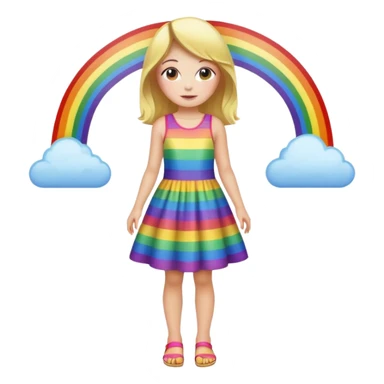 girl with rainbow dress full body  sticker