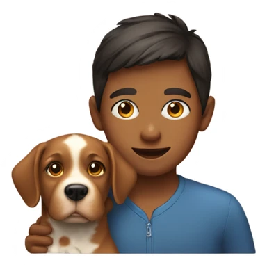 boy girl with dog indoors sticker