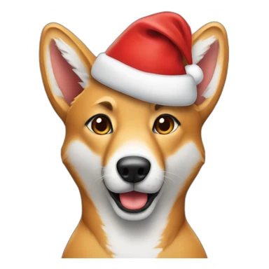 A dingo wearing a Santa hat sticker