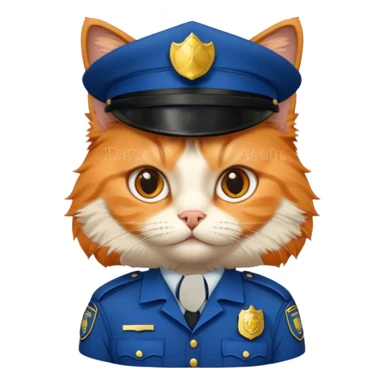 oranh fluffy cat - police officer sticker