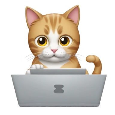 Cat typing on a computer sticker