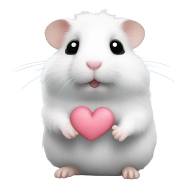 black and white hamster giving a hug with a heart  sticker