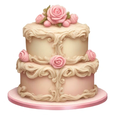 Realistic, detailed rococo cake, beige and pink sticker