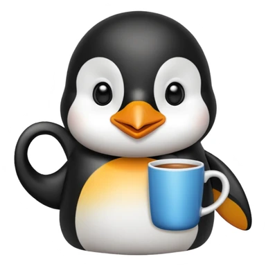 Pingvin with mug in her hand sticker
