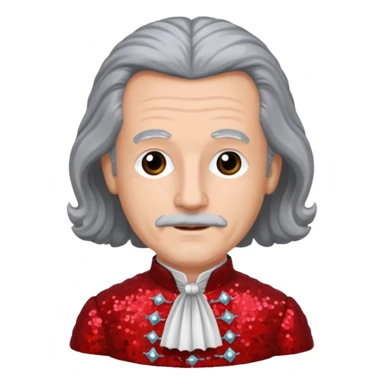 Johann Konrad Dippel (1673-1734) with gray hair, red sequin outfit sticker