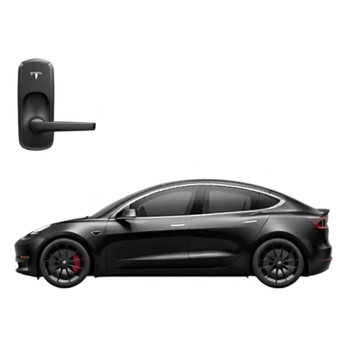 tesla model 3 performance preto com puxadores das portas pretos e rodas com jantes cinzentas  sticker