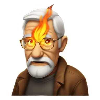 Really cool old man with fire behind him sticker