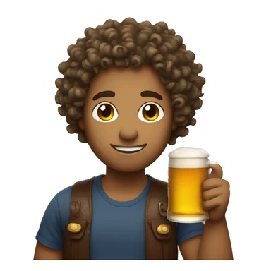 Curly hair, drinking beer sticker