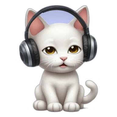 sad kitten listening to music with eyes closed sticker