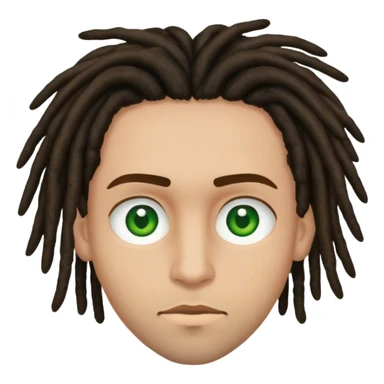 man light skinned, short dark brown dreads, and green eyes.  sticker