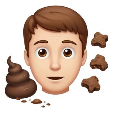 white man with brown hair playing with poop sticker