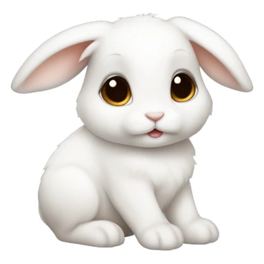 A white baby bunny with dark brown eyes and tan spots  sticker