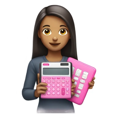 Girl holding pink calculator sticker