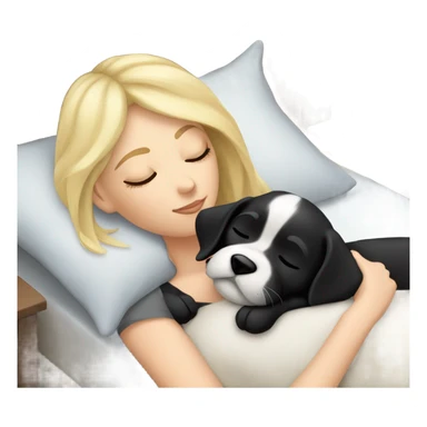 White girl blonde hair sleeping with black puppy sticker