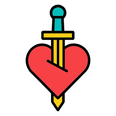 heart with sword sticker