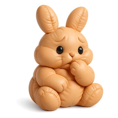 apricot bunny biting paw nervously, cushion style sticker
