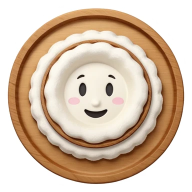 3d pour flour on circular wooden plate with curved edges sticker
