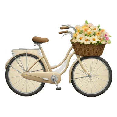 Vintage beige bike with a basket and flowers  sticker