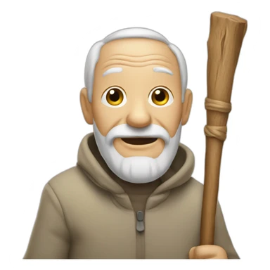 old man with a stick sticker