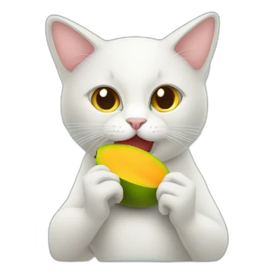 cat eating a mango sticker