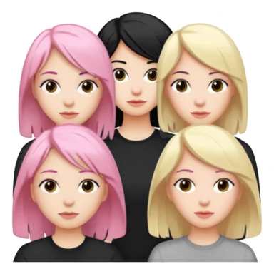 Girlfriend emoji - 5 white girlfriends, 1 with pale pink hair, 2 with black hair, 1 with medium blonde hair  sticker