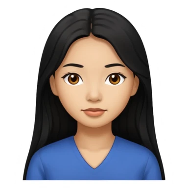 A Filipina woman with light brown skin and long black hair and black eyes sticker