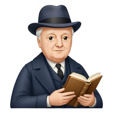 Sir John Betjeman holding a book sticker