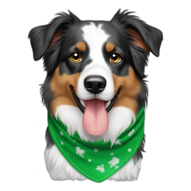 Australian shepherd with green bandana sticker