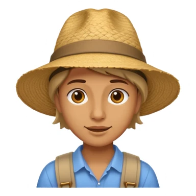 unique looking tourist with big unique tourist hat sticker