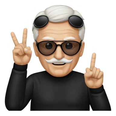 Some white old guy with a mask on and black shades with it also holding up the middle fingers sticker