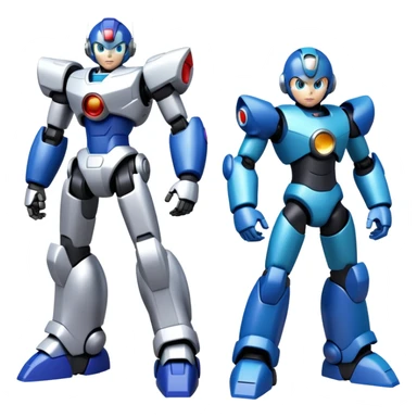 Megaman X, Zero, and Sigma as friendly robots standing together, video game characters sticker