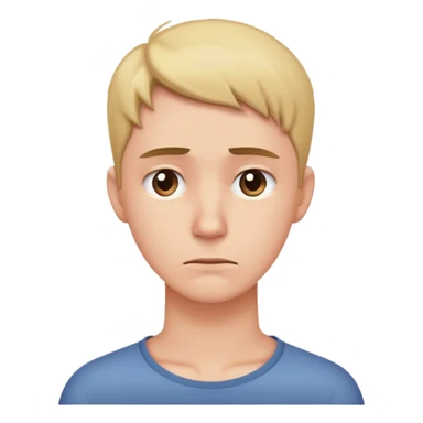 person with a concerned face, hand on the side of the neck, looking down sticker