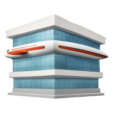 Building with a plane halfway inside of it sticker