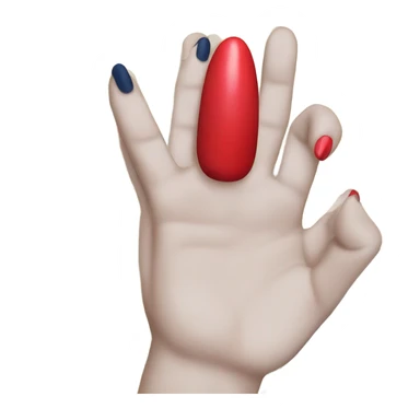 
a hand with a red manicure lies on top of a dark blue diary sticker