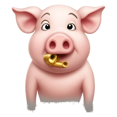 Pig blowing a whistle sticker