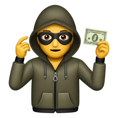 Robber with money na mão direita  sticker