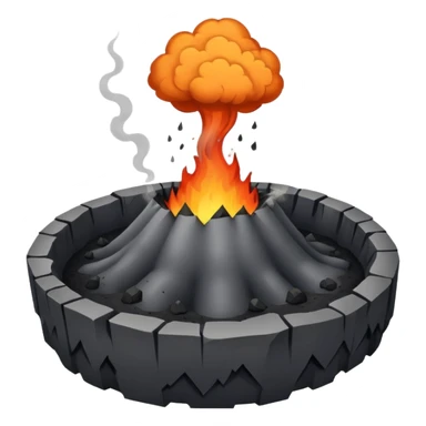 A smoking crater releasing dark ash clouds. sticker