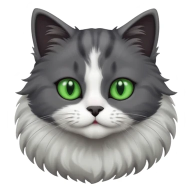 one dark grey and white cat and one completely solid dark grey cat with green eyes and only white paws sticker