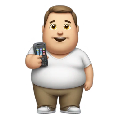 fat guy playing phone sticker