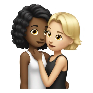 girl with short blond hair kissing girl with black hair  sticker