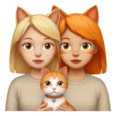 Two dirty girls with white and orange cat sticker